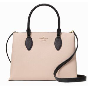 New Kate Spade Rae Medium Satchel Saffiano Warm Beige Multi